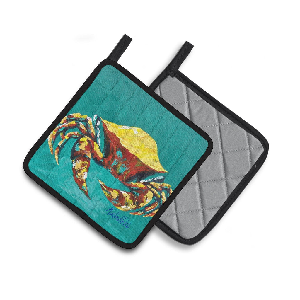 Crab Tunnel Pot Holder Set of 2 Heat Resistant Quilted Hot Pads 7.5 x 7.5 Inch, Insulated Kitchen Trivets for Cooking & Baking