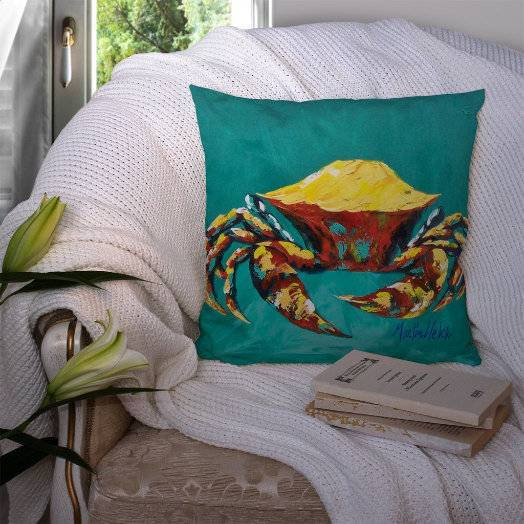 Crab Tunnel Decorative Throw Pillow 14x14 Indoor Outdoor Accent Cushion, Fabric Cover with Insert for Sofa, Bed, Porch & Living Room