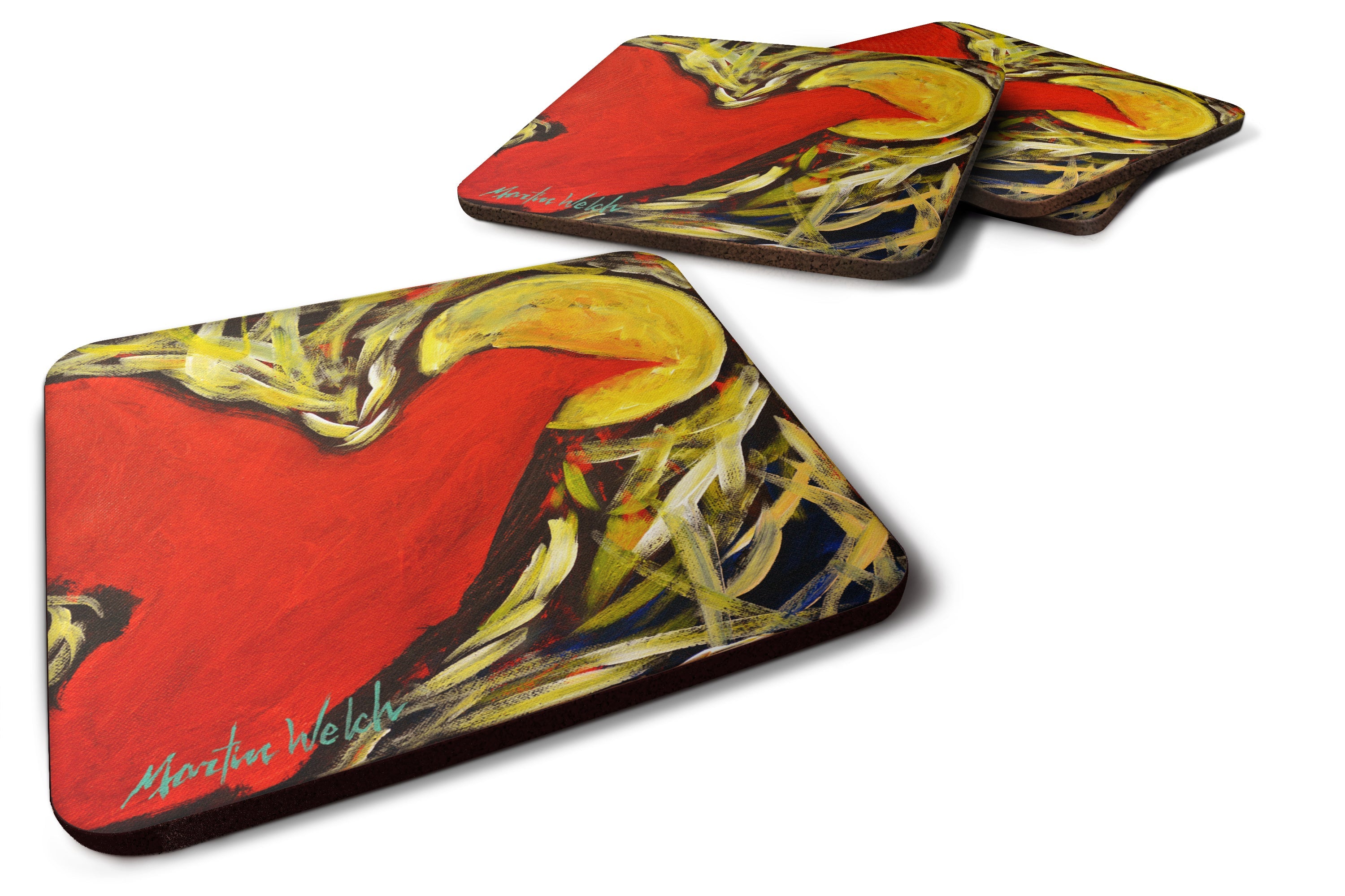 Crow at Midnight Foam Coasters Set of 4 Cup Coasters for Indoor Outdoor, Tabletop Protection, Anti Slip, Mouse pad Material