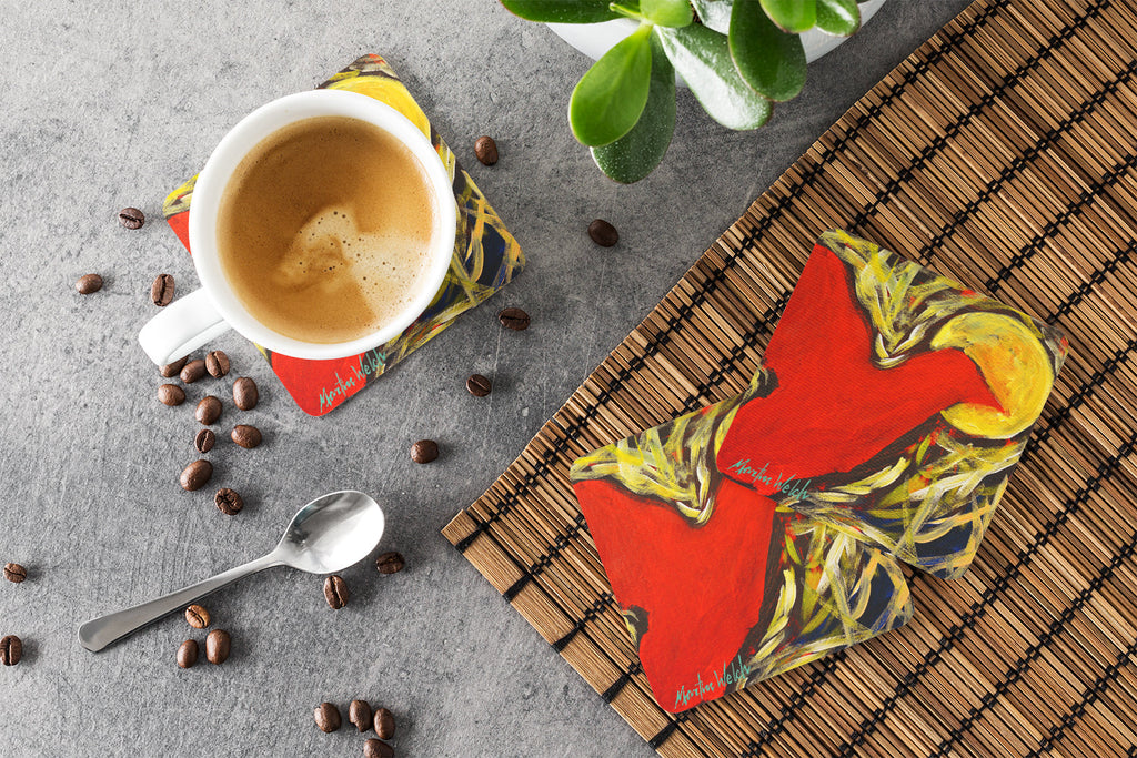 Crow at Midnight Foam Coasters Set of 4 Cup Coasters for Indoor Outdoor, Tabletop Protection, Anti Slip, Mouse pad Material