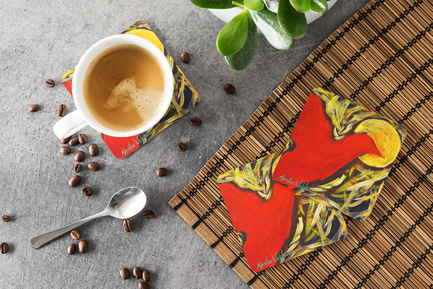Crow at Midnight Foam Coasters Set of 4 Cup Coasters for Indoor Outdoor, Tabletop Protection, Anti Slip, Mouse pad Material