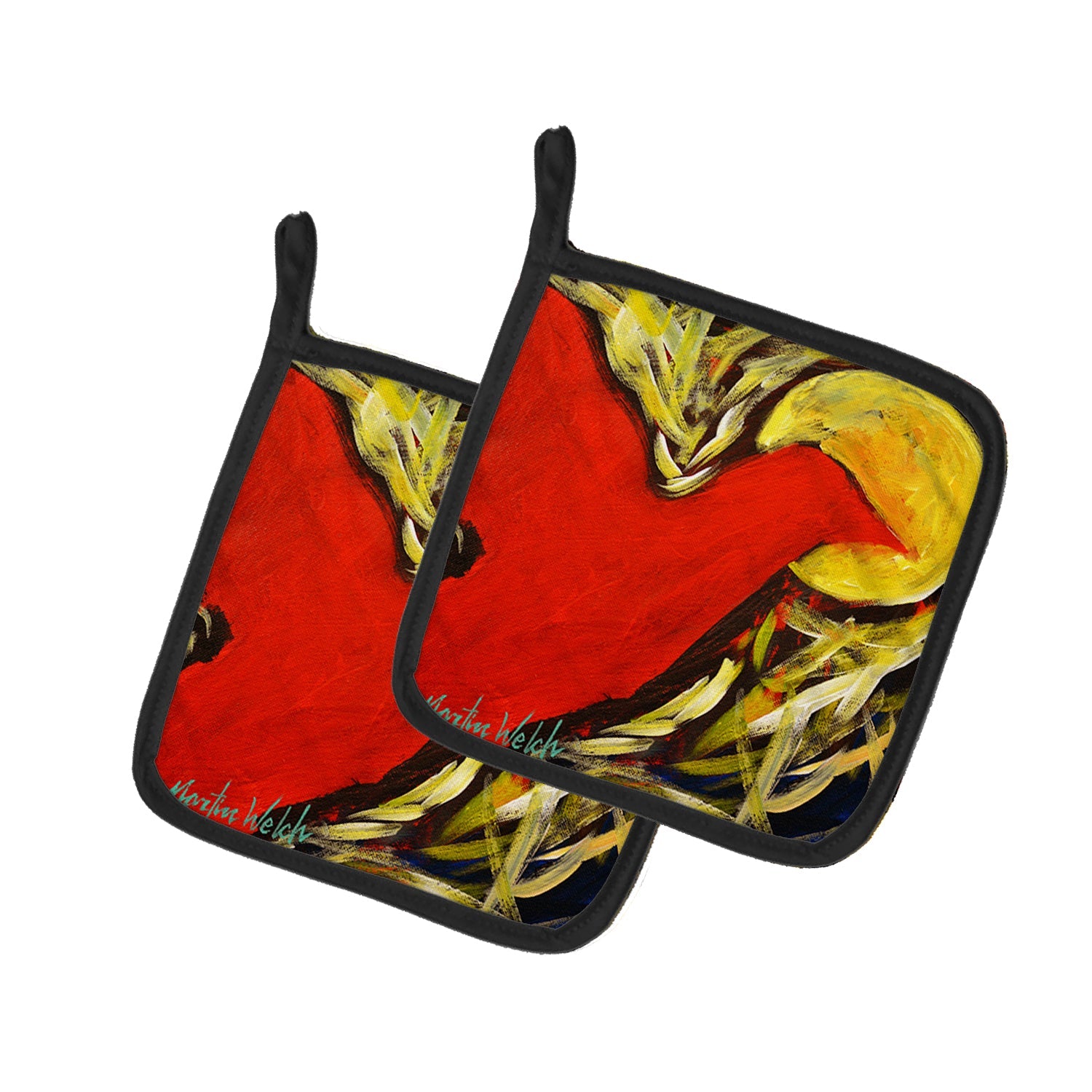 Crow at Midnight Pot Holder Set of 2 Heat Resistant Quilted Hot Pads 7.5 x 7.5 Inch, Insulated Kitchen Trivets for Cooking & Baking
