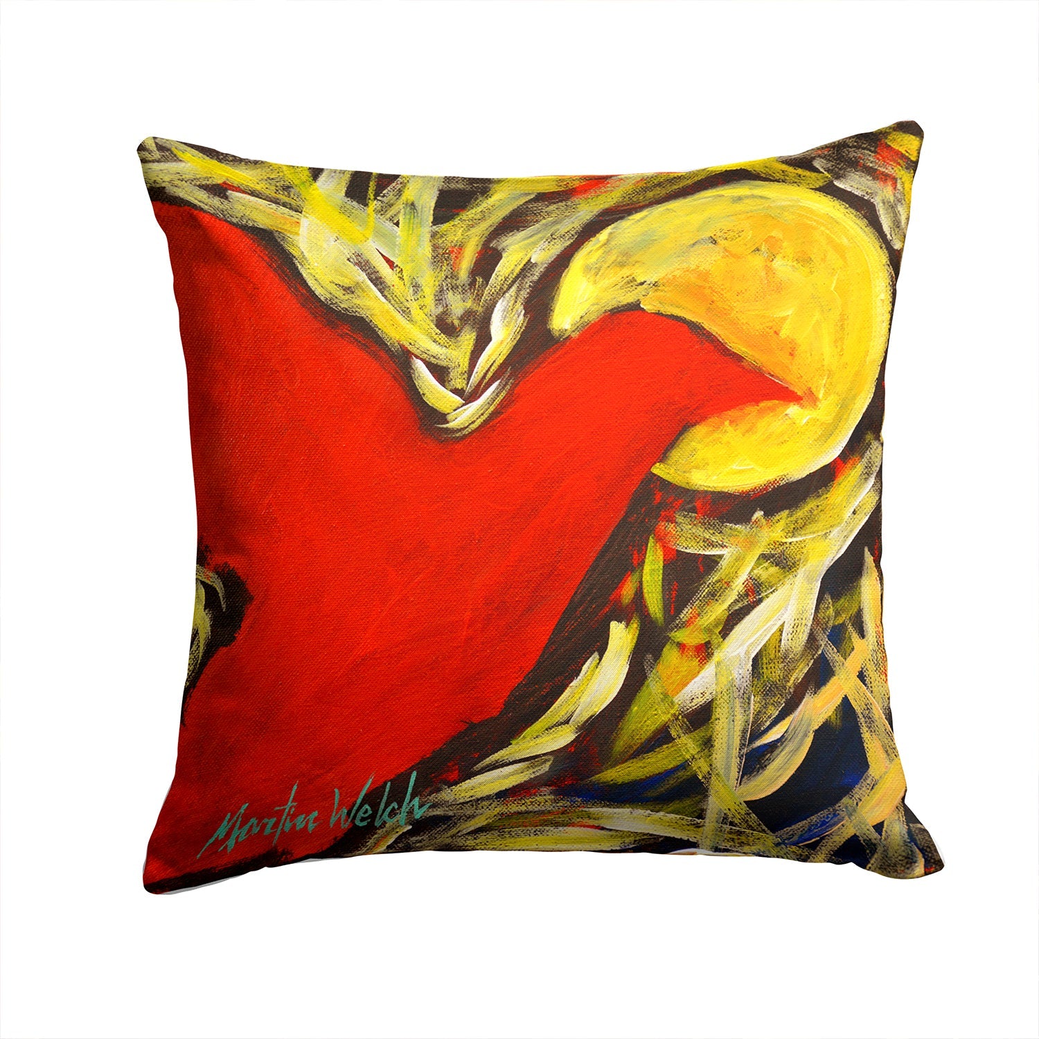 Crow at Midnight Decorative Throw Pillow 14x14 Indoor Outdoor Accent Cushion, Fabric Cover with Insert for Sofa, Bed, Porch & Living Room