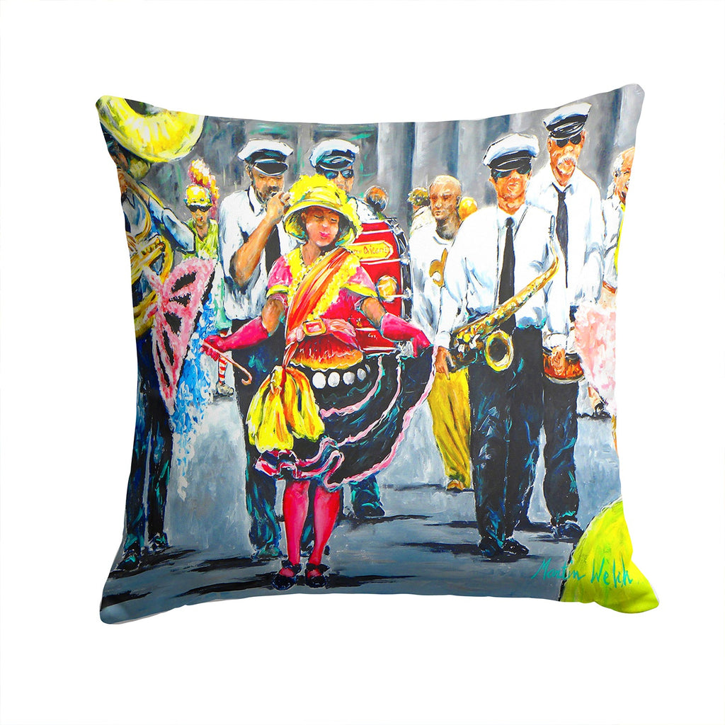 Mardi Gras Dancin' in the Street Decorative Throw Pillow 14x14 Indoor Outdoor Accent Cushion, Fabric Cover with Insert for Sofa, Bed, Porch & Living Room