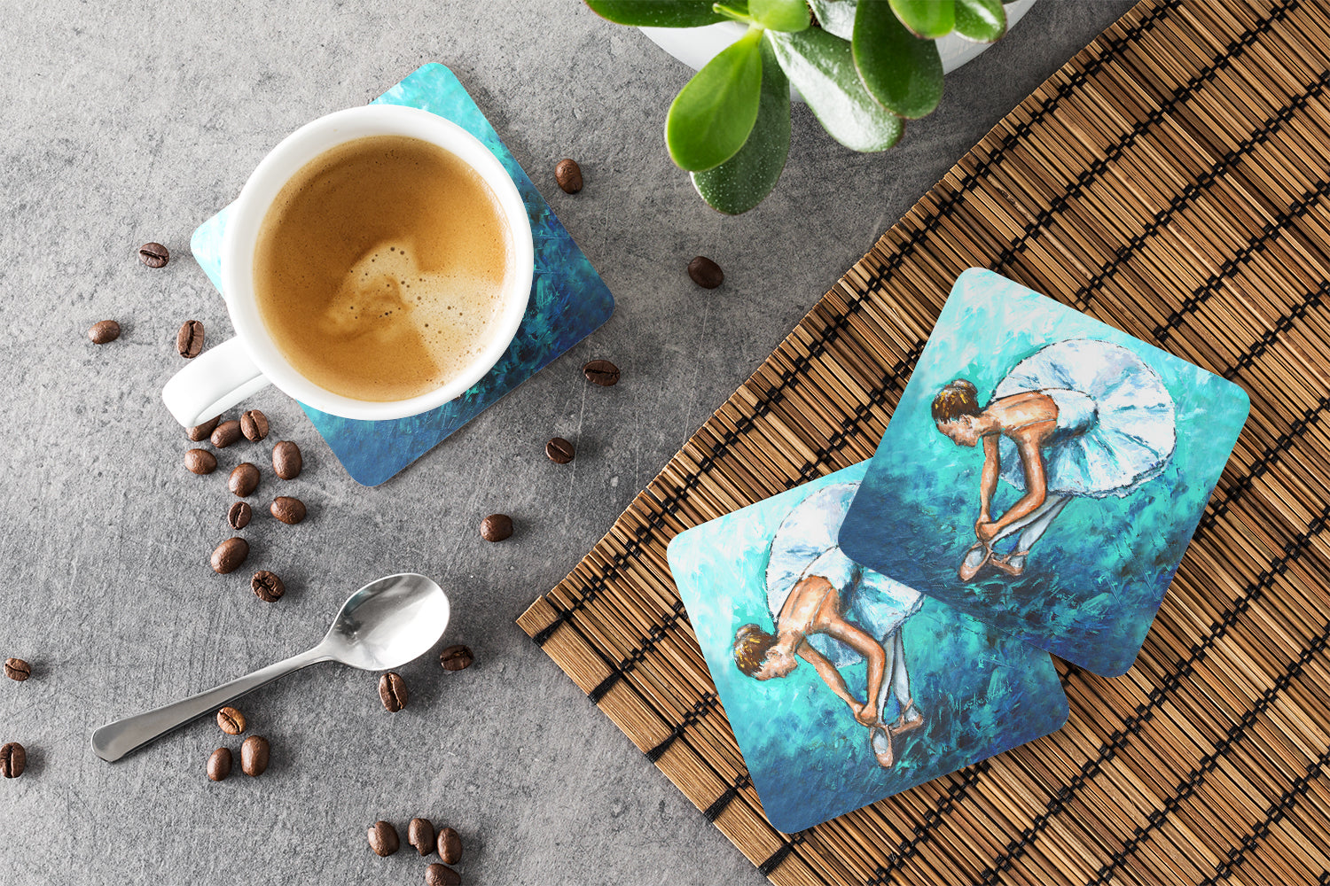 Ballet Early Pratice Foam Coasters Set of 4 Cup Coasters for Indoor Outdoor, Tabletop Protection, Anti Slip, Mouse pad Material