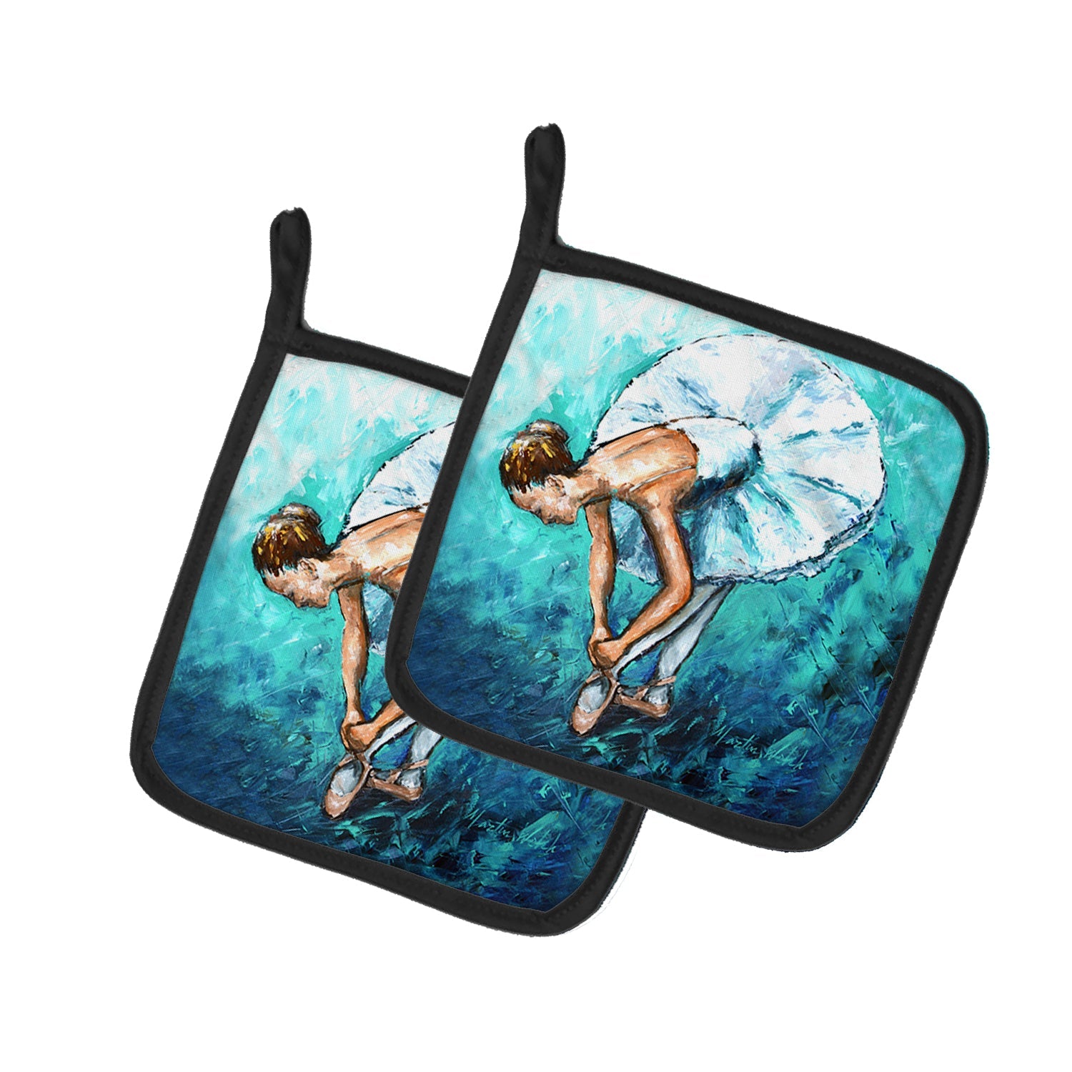 Ballet Early Pratice Pot Holder Set of 2 Heat Resistant Quilted Hot Pads 7.5 x 7.5 Inch, Insulated Kitchen Trivets for Cooking & Baking