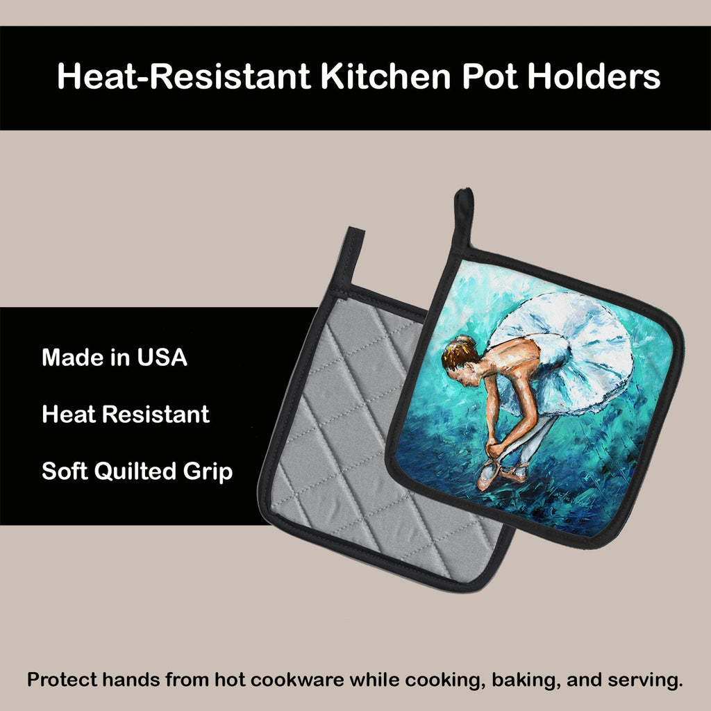 Ballet Early Pratice Pot Holder Set of 2 Heat Resistant Quilted Hot Pads 7.5 x 7.5 Inch, Insulated Kitchen Trivets for Cooking & Baking