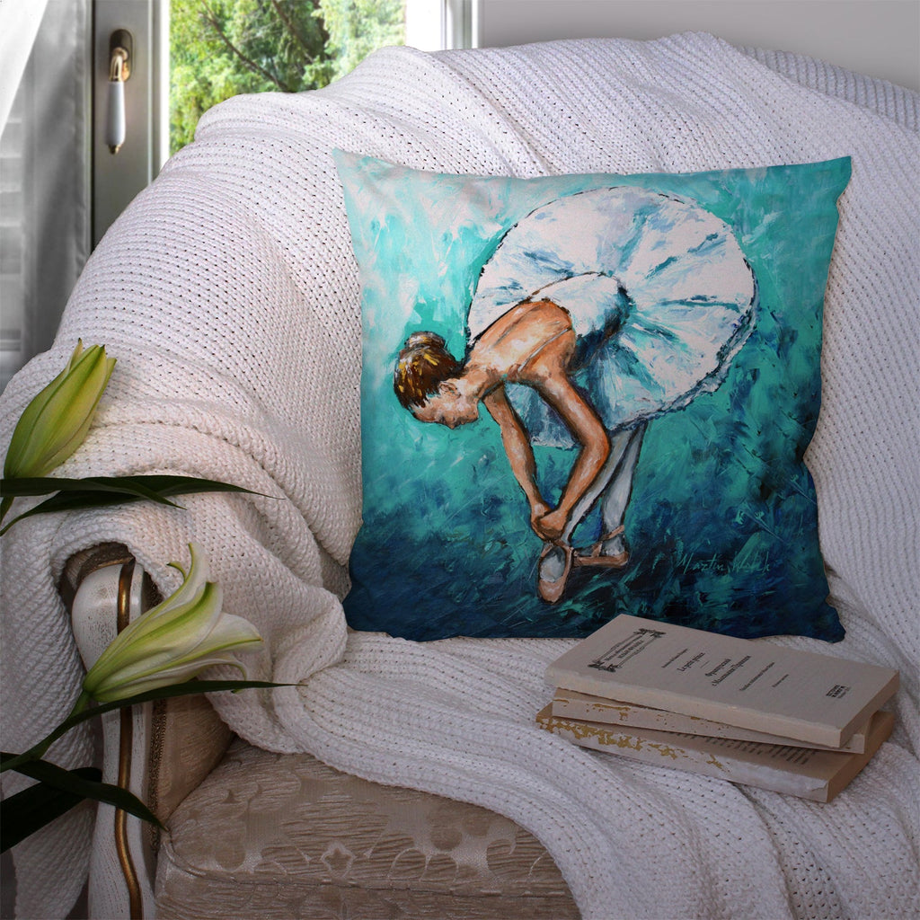 Ballet Early Pratice Decorative Throw Pillow 14x14 Indoor Outdoor Accent Cushion, Fabric Cover with Insert for Sofa, Bed, Porch & Living Room