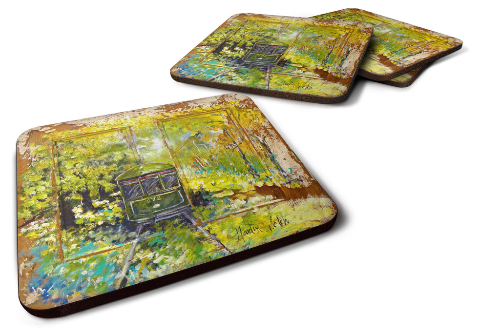 Streetcar End of the Line Foam Coasters Set of 4 Cup Coasters for Indoor Outdoor, Tabletop Protection, Anti Slip, Mouse pad Material