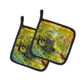 Streetcar End of the Line Pot Holder Set of 2 Heat Resistant Quilted Hot Pads 7.5 x 7.5 Inch, Insulated Kitchen Trivets for Cooking & Baking