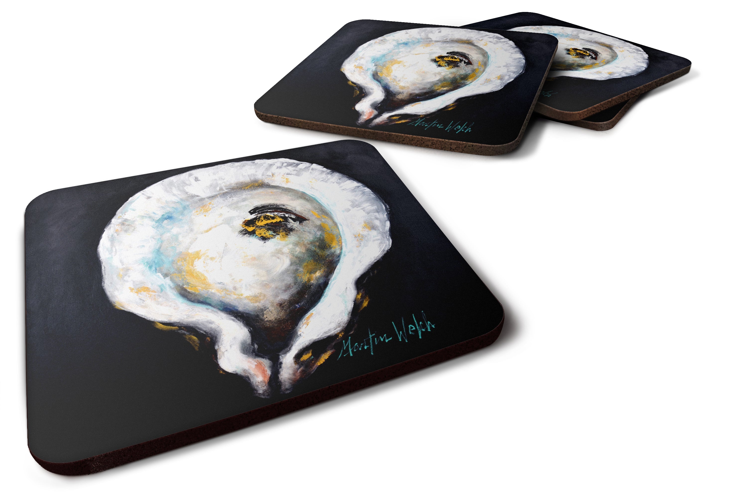 Oyster Eye Five Foam Coasters Set of 4 Cup Coasters for Indoor Outdoor, Tabletop Protection, Anti Slip, Mouse pad Material