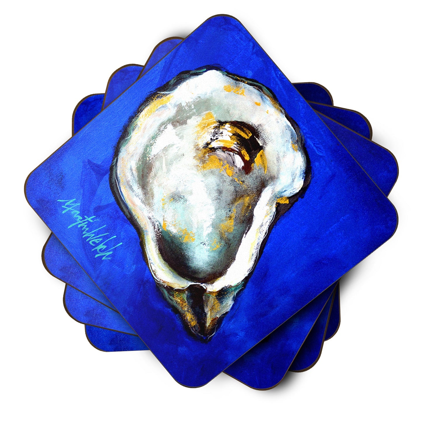 Oyster Gray Shell Foam Coasters Set of 4 Cup Coasters for Indoor Outdoor, Tabletop Protection, Anti Slip, Mouse pad Material