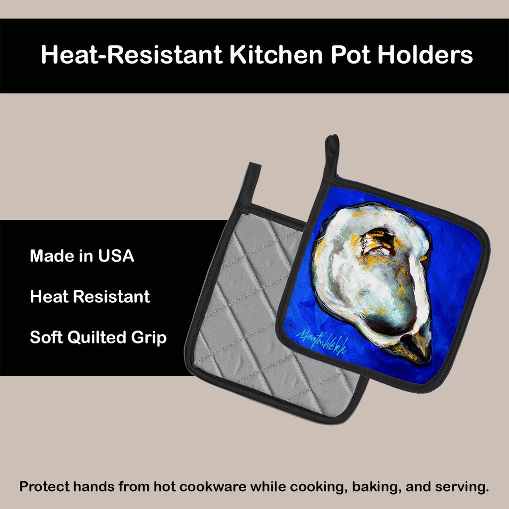 Oyster Gray Shell Pot Holder Set of 2 Heat Resistant Quilted Hot Pads 7.5 x 7.5 Inch, Insulated Kitchen Trivets for Cooking & Baking