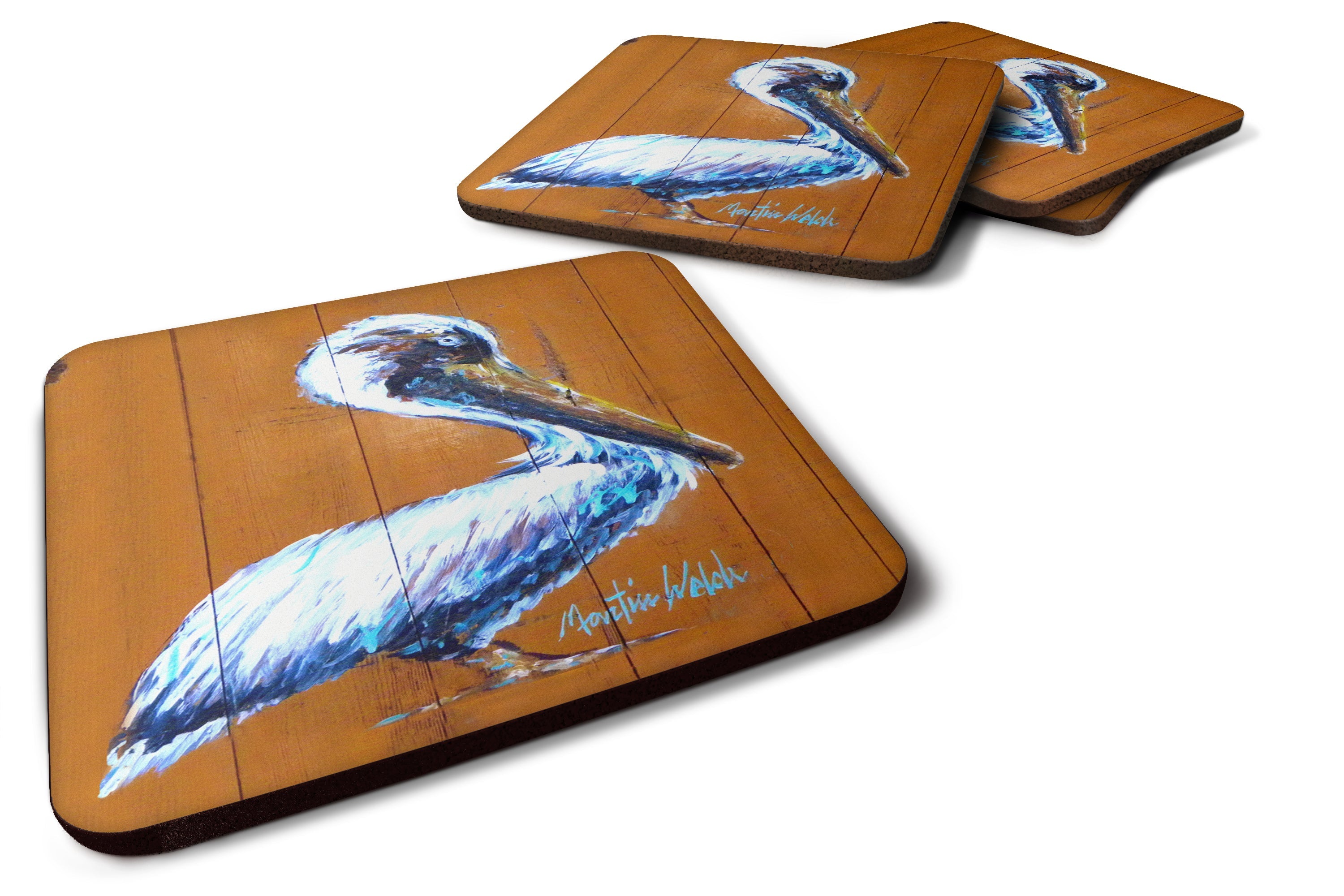 Pelican Hangin In Foam Coasters Set of 4 Cup Coasters for Indoor Outdoor, Tabletop Protection, Anti Slip, Mouse pad Material