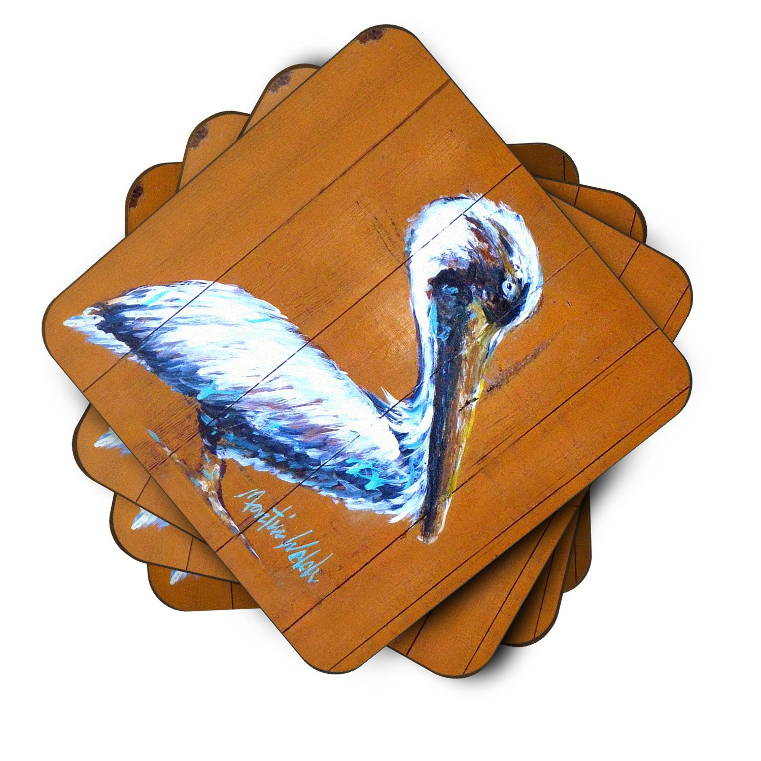 Pelican Hangin In Foam Coasters Set of 4 Cup Coasters for Indoor Outdoor, Tabletop Protection, Anti Slip, Mouse pad Material