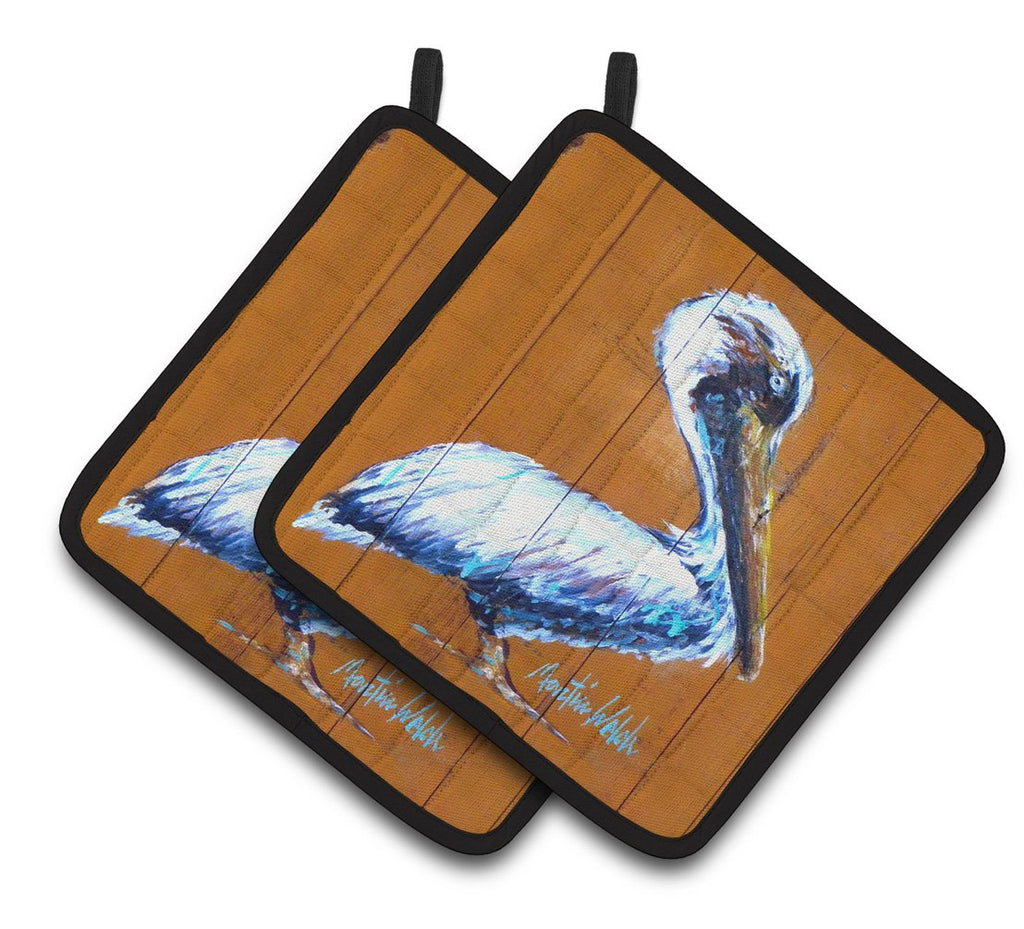 Pelican Hangin In Pot Holder Set of 2 Heat Resistant Quilted Hot Pads 7.5 x 7.5 Inch, Insulated Kitchen Trivets for Cooking & Baking