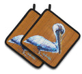 Pelican Hangin In Pot Holder Set of 2 Heat Resistant Quilted Hot Pads 7.5 x 7.5 Inch, Insulated Kitchen Trivets for Cooking & Baking