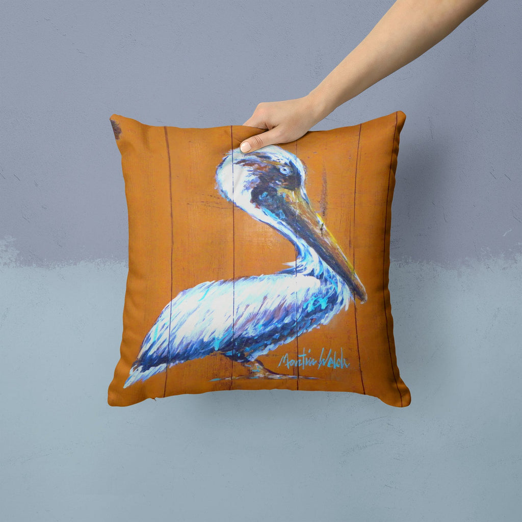 Pelican Hangin In Decorative Throw Pillow 14x14 Indoor Outdoor Accent Cushion, Fabric Cover with Insert for Sofa, Bed, Porch & Living Room