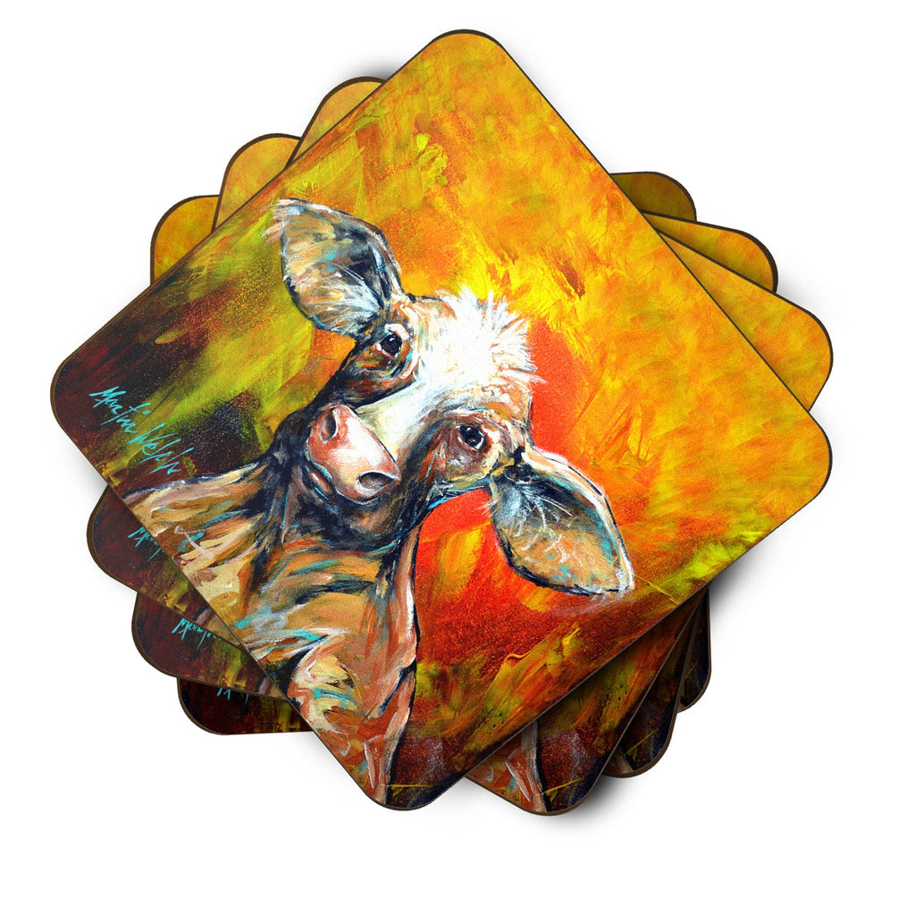 Happy Cow Foam Coasters Set of 4 Cup Coasters for Indoor Outdoor, Tabletop Protection, Anti Slip, Mouse pad Material