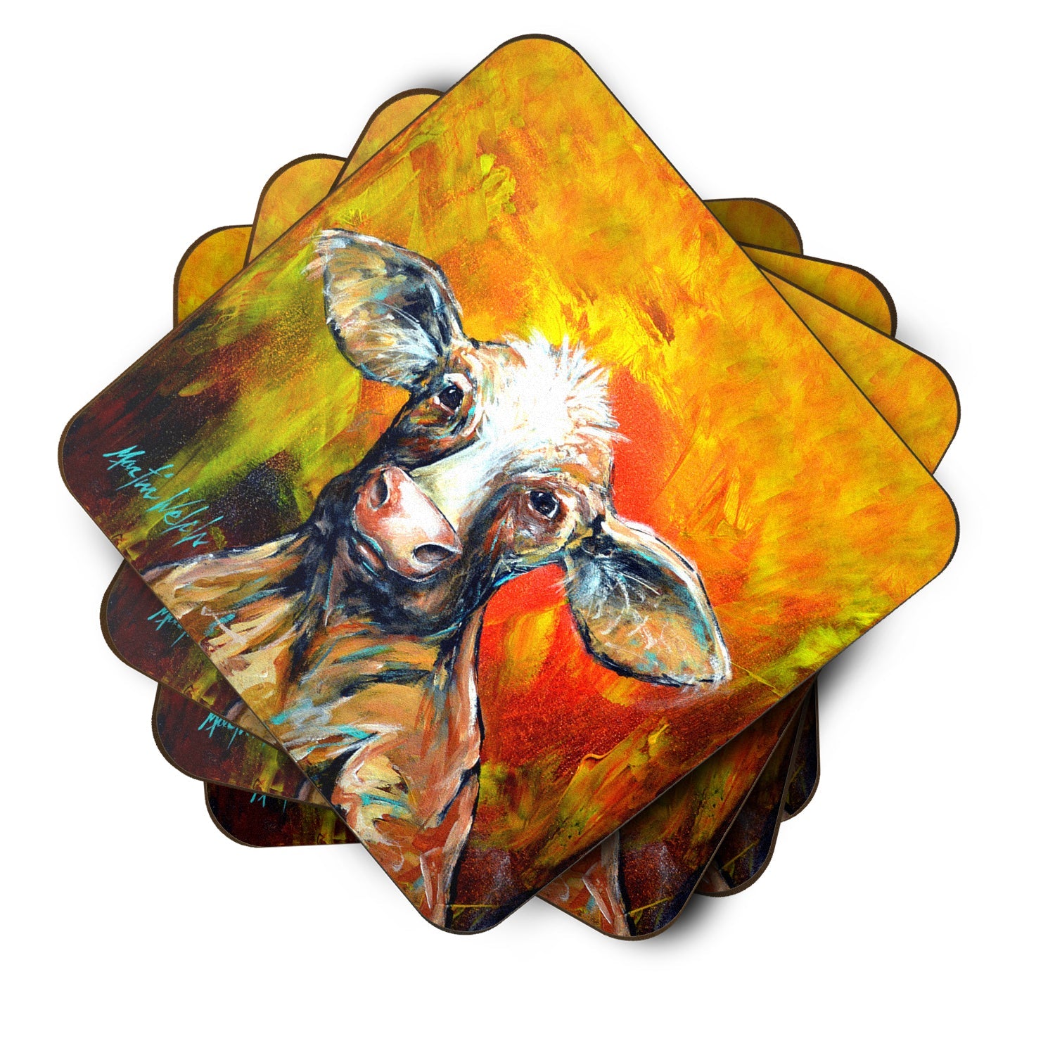 Happy Cow Foam Coasters Set of 4 Cup Coasters for Indoor Outdoor, Tabletop Protection, Anti Slip, Mouse pad Material
