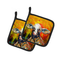 Happy Cow Pot Holder Set of 2 Heat Resistant Quilted Hot Pads 7.5 x 7.5 Inch, Insulated Kitchen Trivets for Cooking & Baking