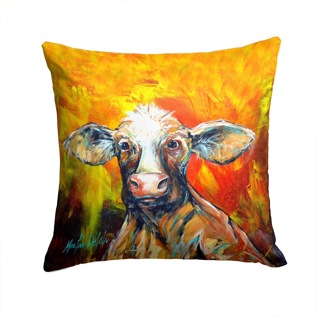 Happy Cow Decorative Throw Pillow 14x14 Indoor Outdoor Accent Cushion, Fabric Cover with Insert for Sofa, Bed, Porch & Living Room