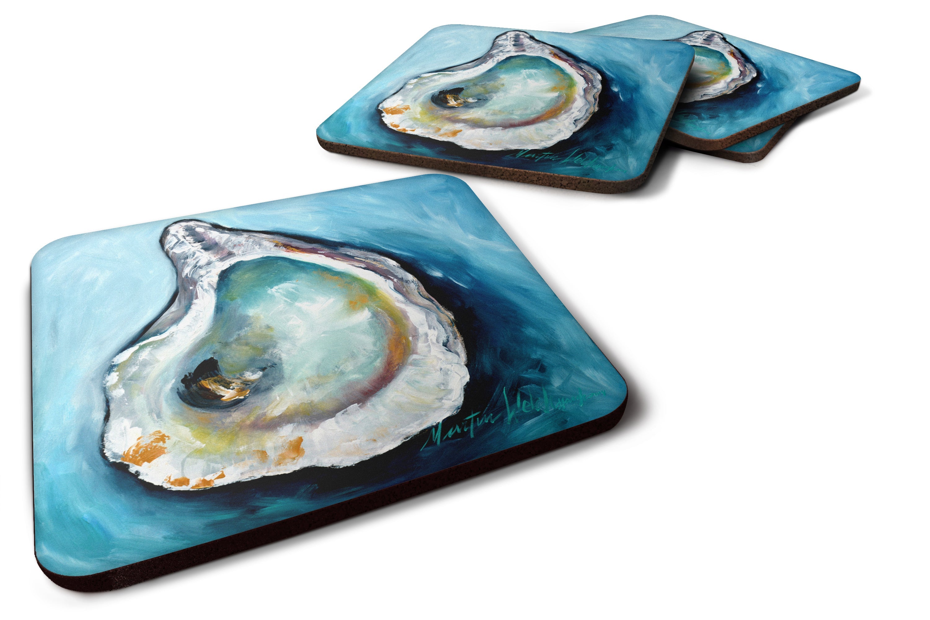 Oyster J Mac Foam Coasters Set of 4 Cup Coasters for Indoor Outdoor, Tabletop Protection, Anti Slip, Mouse pad Material
