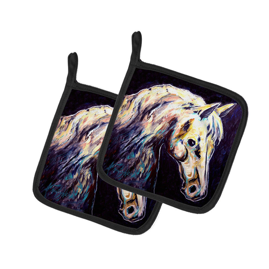 Knight Horse Pot Holder Set of 2 Heat Resistant Quilted Hot Pads 7.5 x 7.5 Inch, Insulated Kitchen Trivets for Cooking & Baking