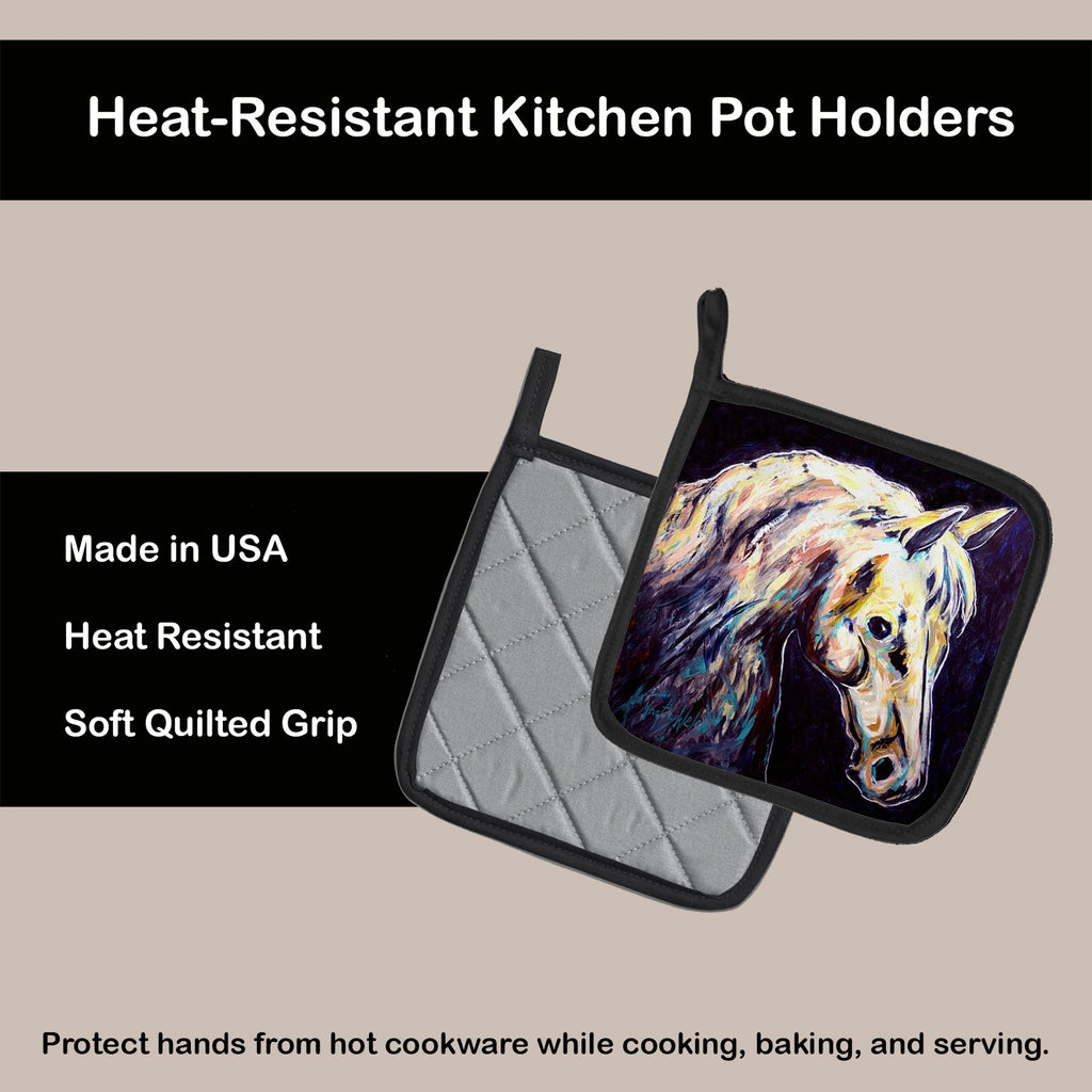 Knight Horse Pot Holder Set of 2 Heat Resistant Quilted Hot Pads 7.5 x 7.5 Inch, Insulated Kitchen Trivets for Cooking & Baking