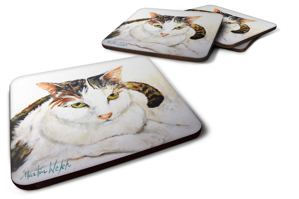 Lanie Cat Foam Coasters Set of 4 Cup Coasters for Indoor Outdoor, Tabletop Protection, Anti Slip, Mouse pad Material