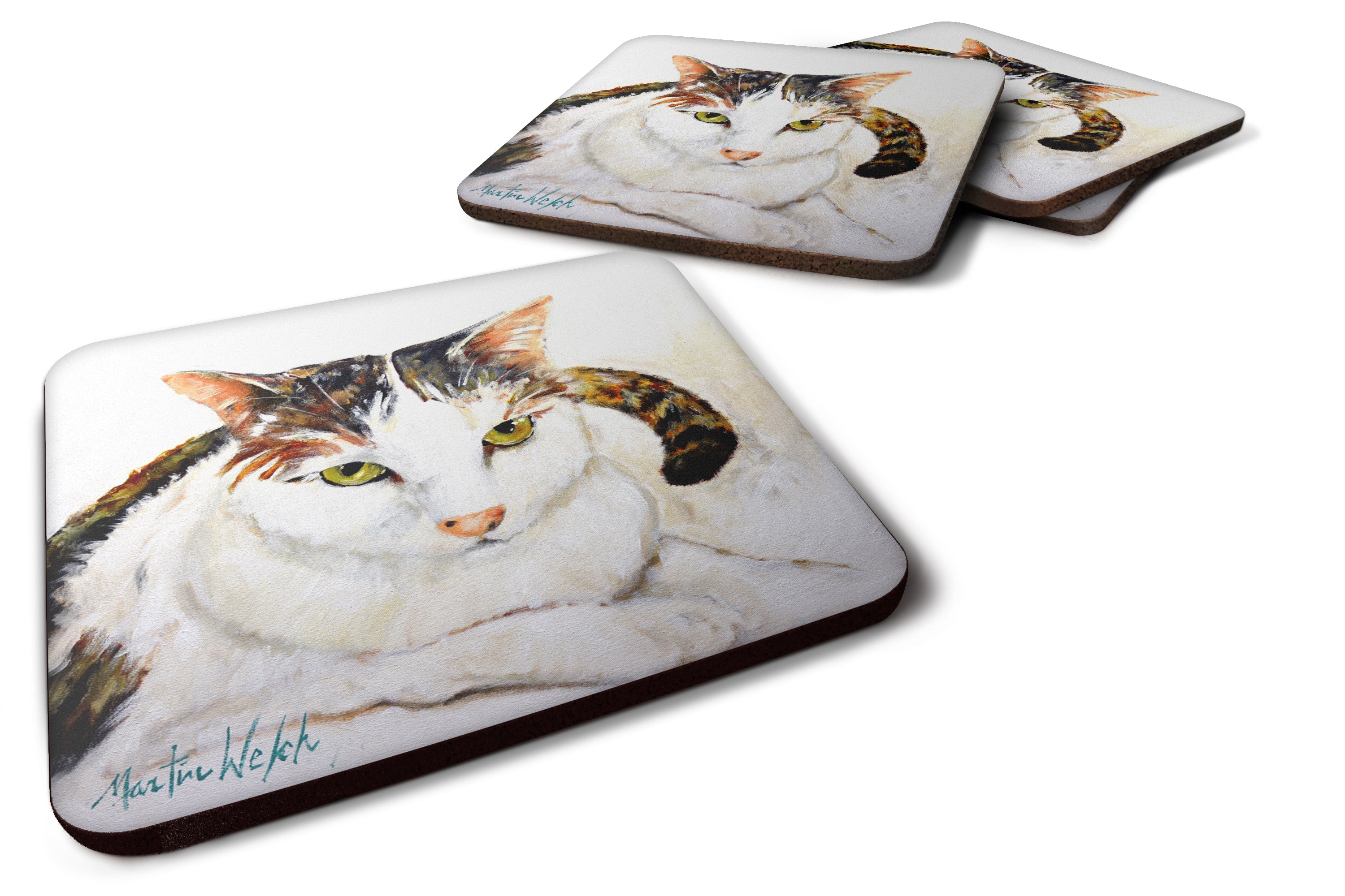 Lanie Cat Foam Coasters Set of 4 Cup Coasters for Indoor Outdoor, Tabletop Protection, Anti Slip, Mouse pad Material