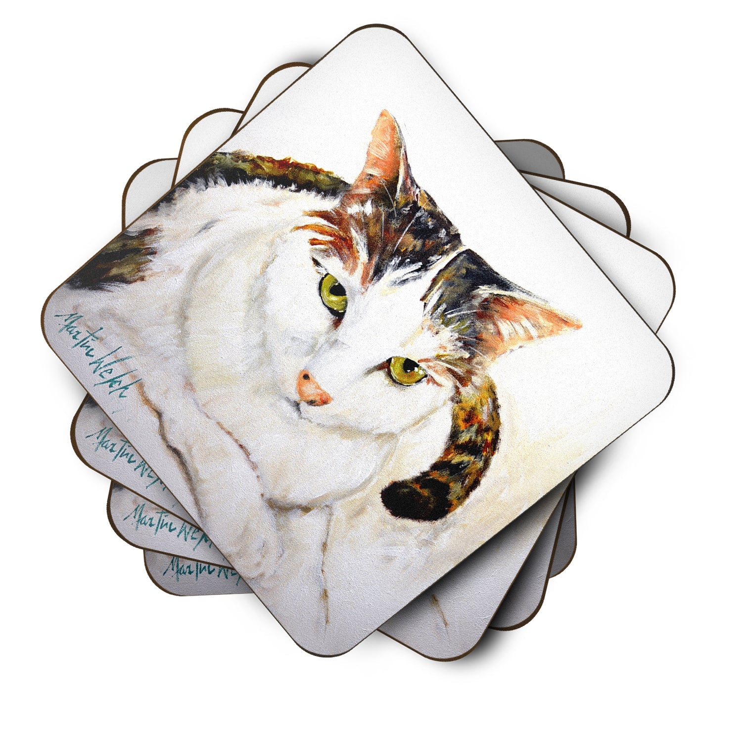 Lanie Cat Foam Coasters Set of 4 Cup Coasters for Indoor Outdoor, Tabletop Protection, Anti Slip, Mouse pad Material