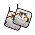 Lanie Cat Pot Holder Set of 2 Heat Resistant Quilted Hot Pads 7.5 x 7.5 Inch, Insulated Kitchen Trivets for Cooking & Baking