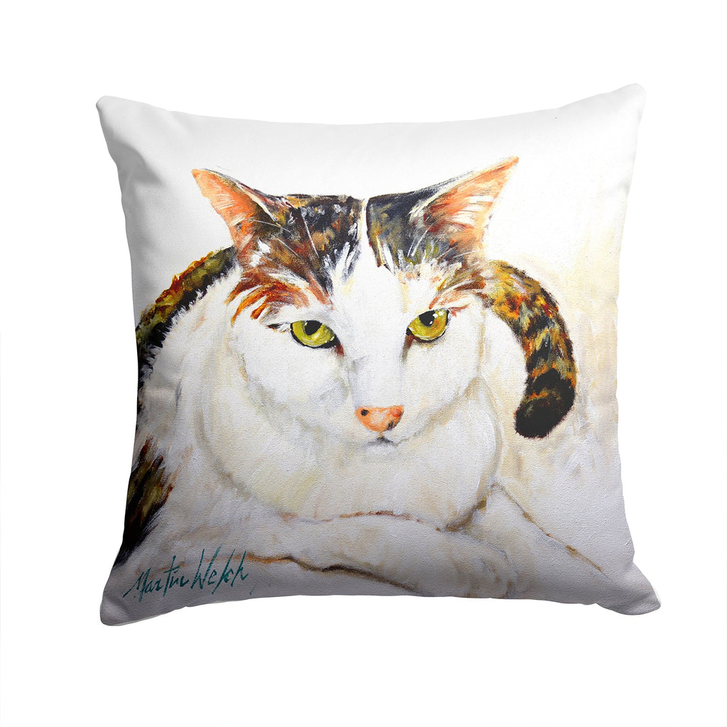 Lanie Cat Decorative Throw Pillow 14x14 Indoor Outdoor Accent Cushion, Fabric Cover with Insert for Sofa, Bed, Porch & Living Room