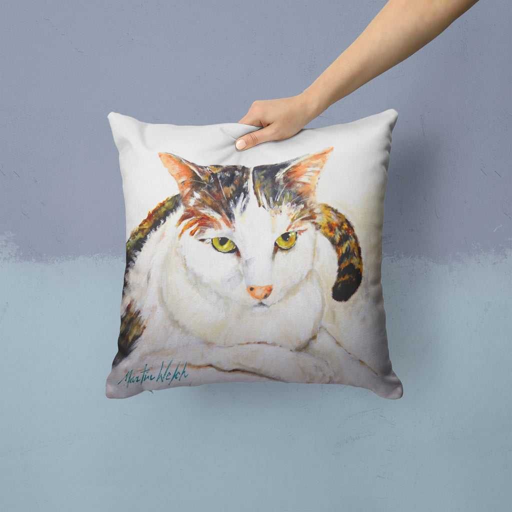 Lanie Cat Decorative Throw Pillow 14x14 Indoor Outdoor Accent Cushion, Fabric Cover with Insert for Sofa, Bed, Porch & Living Room