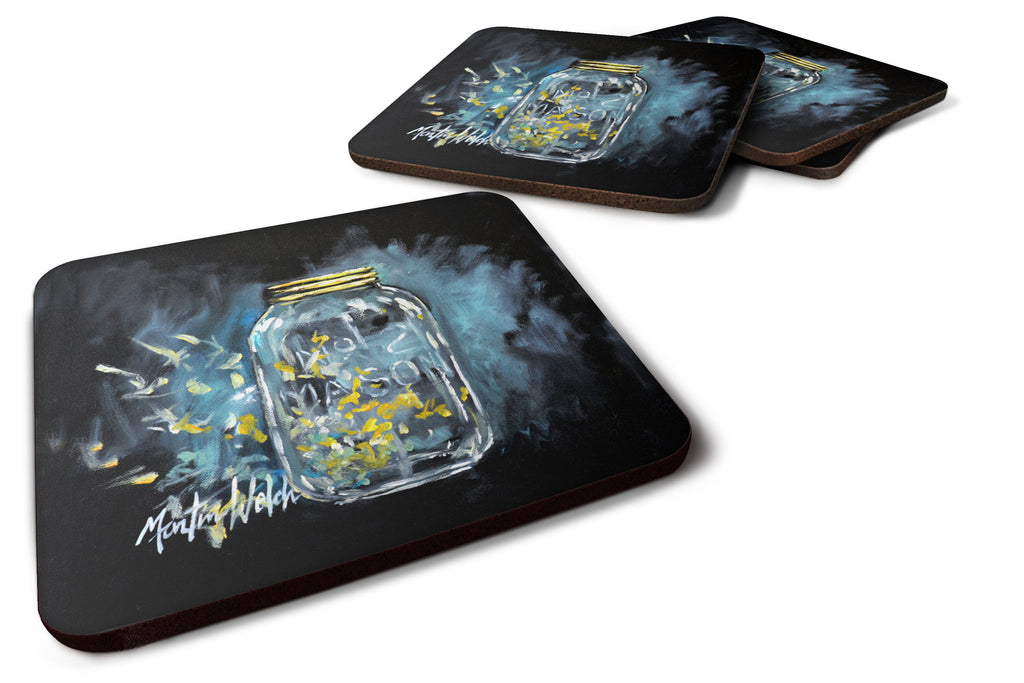 Lightning Bugs Foam Coasters Set of 4 Cup Coasters for Indoor Outdoor, Tabletop Protection, Anti Slip, Mouse pad Material