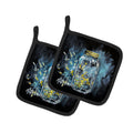 Lightning Bugs Pot Holder Set of 2 Heat Resistant Quilted Hot Pads 7.5 x 7.5 Inch, Insulated Kitchen Trivets for Cooking & Baking