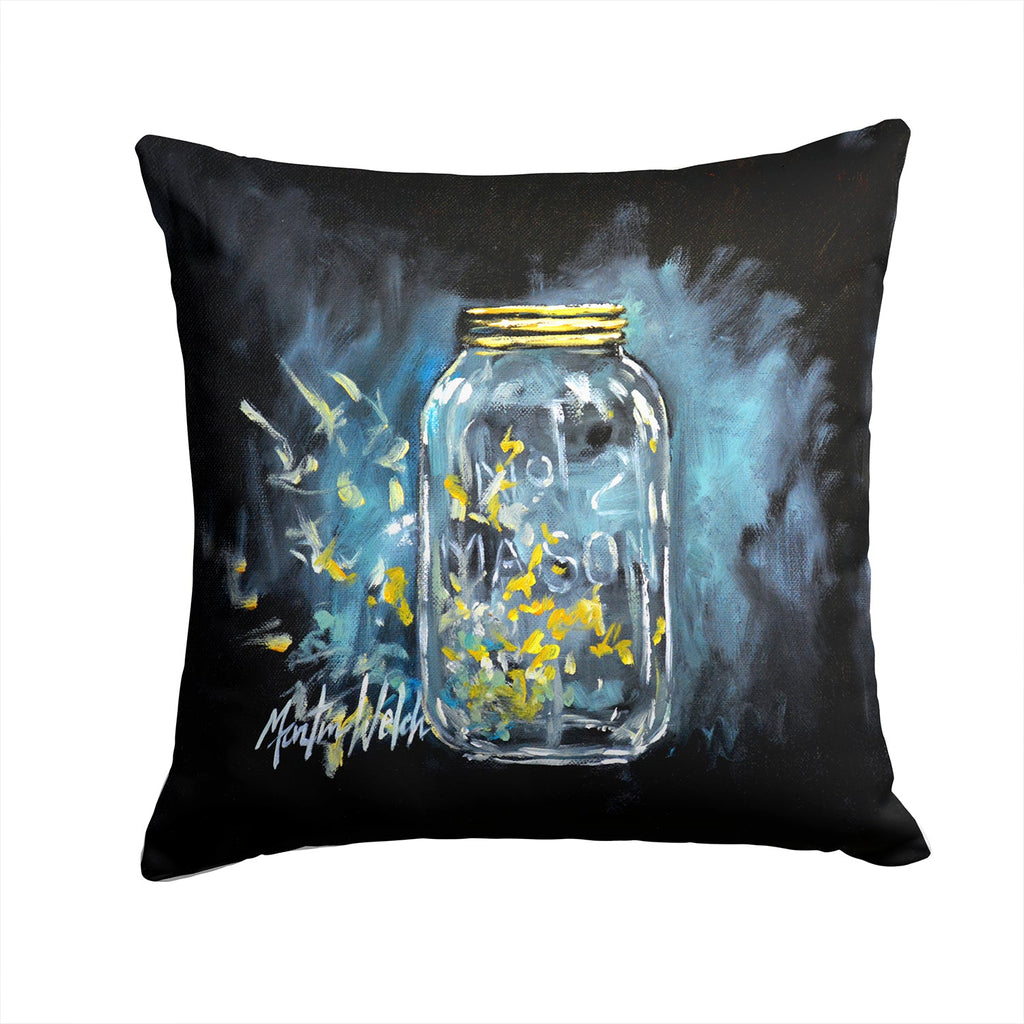 Lightning Bugs Decorative Throw Pillow 14x14 Indoor Outdoor Accent Cushion, Fabric Cover with Insert for Sofa, Bed, Porch & Living Room