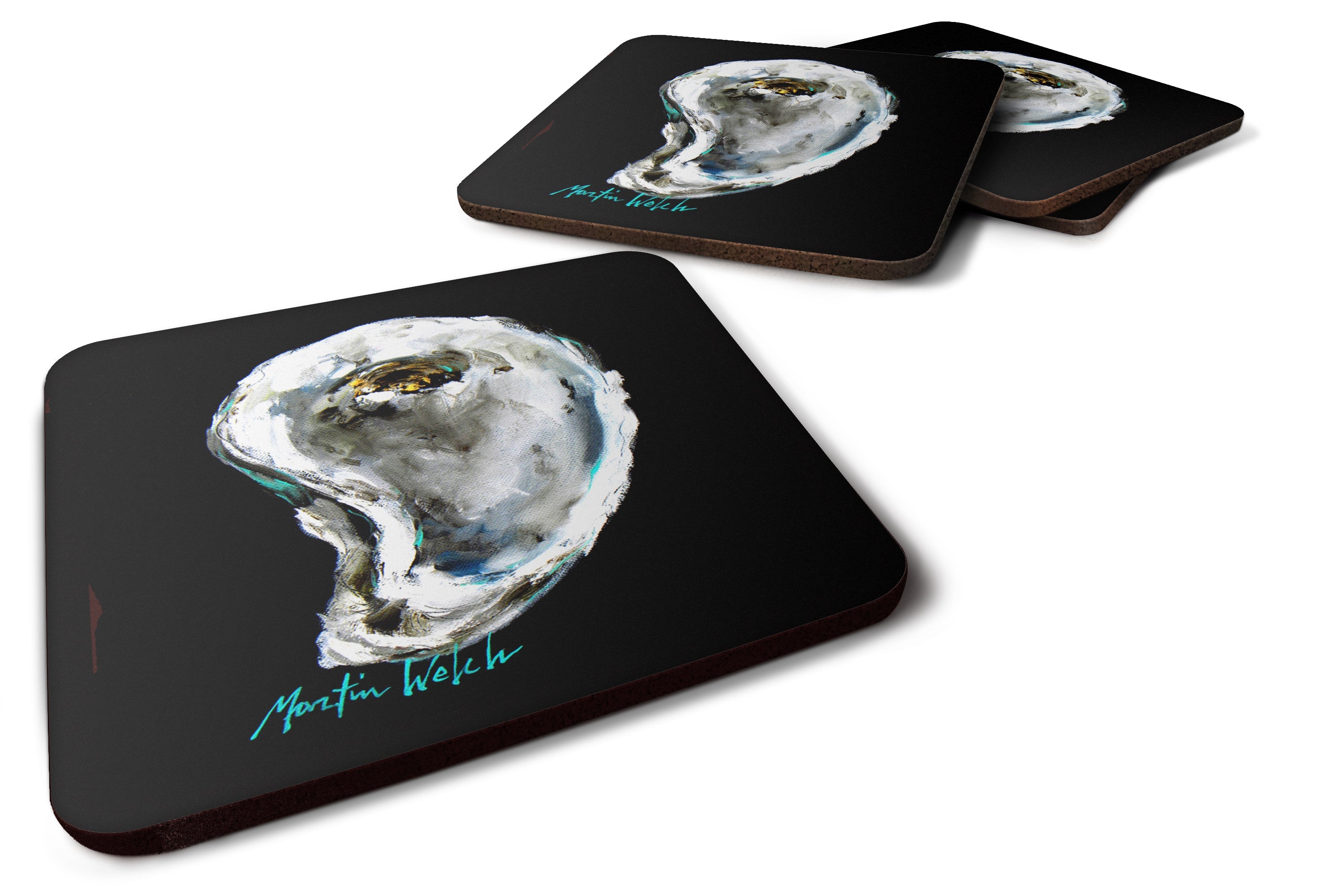 Lucky Oyster Foam Coasters Set of 4 Cup Coasters for Indoor Outdoor, Tabletop Protection, Anti Slip, Mouse pad Material