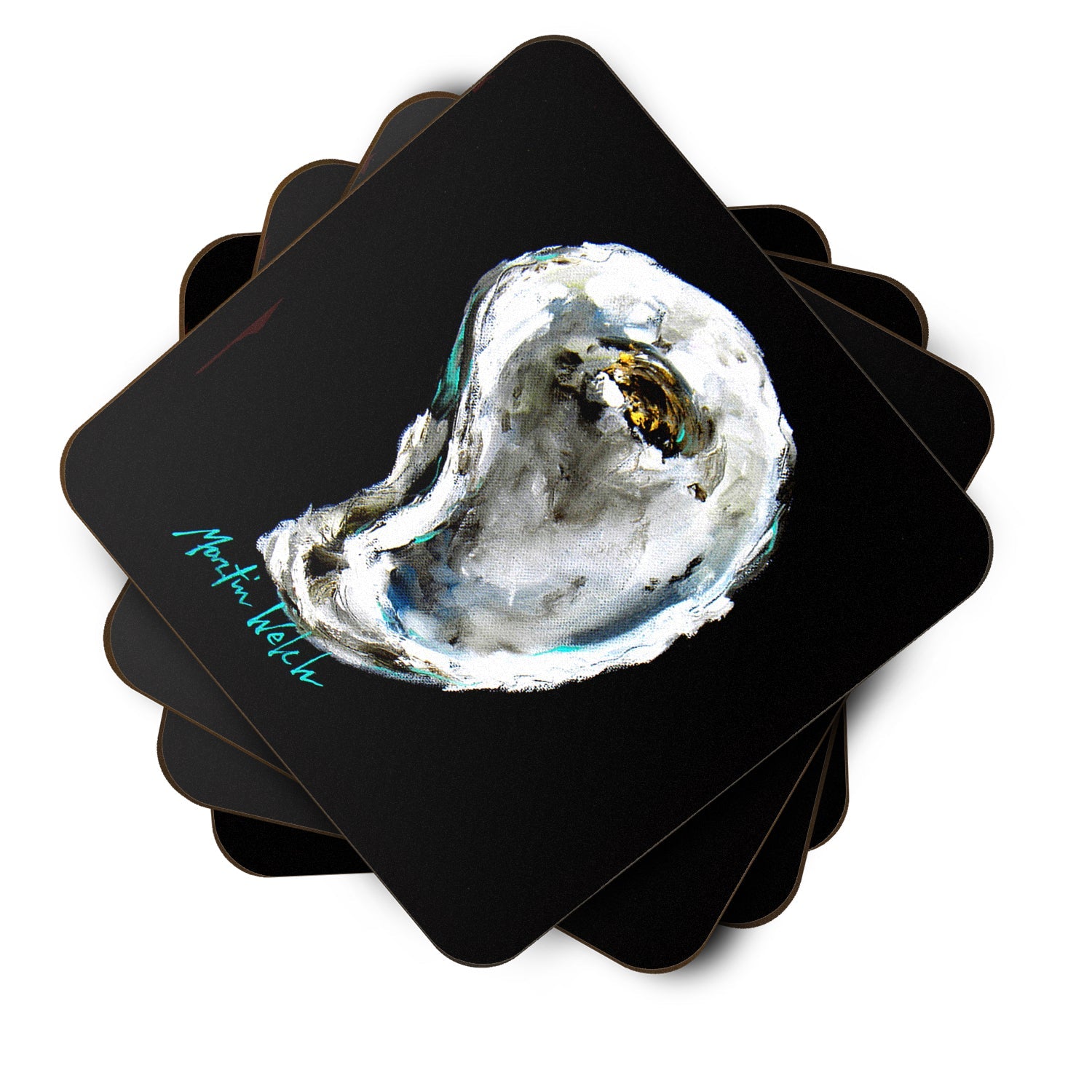 Lucky Oyster Foam Coasters Set of 4 Cup Coasters for Indoor Outdoor, Tabletop Protection, Anti Slip, Mouse pad Material