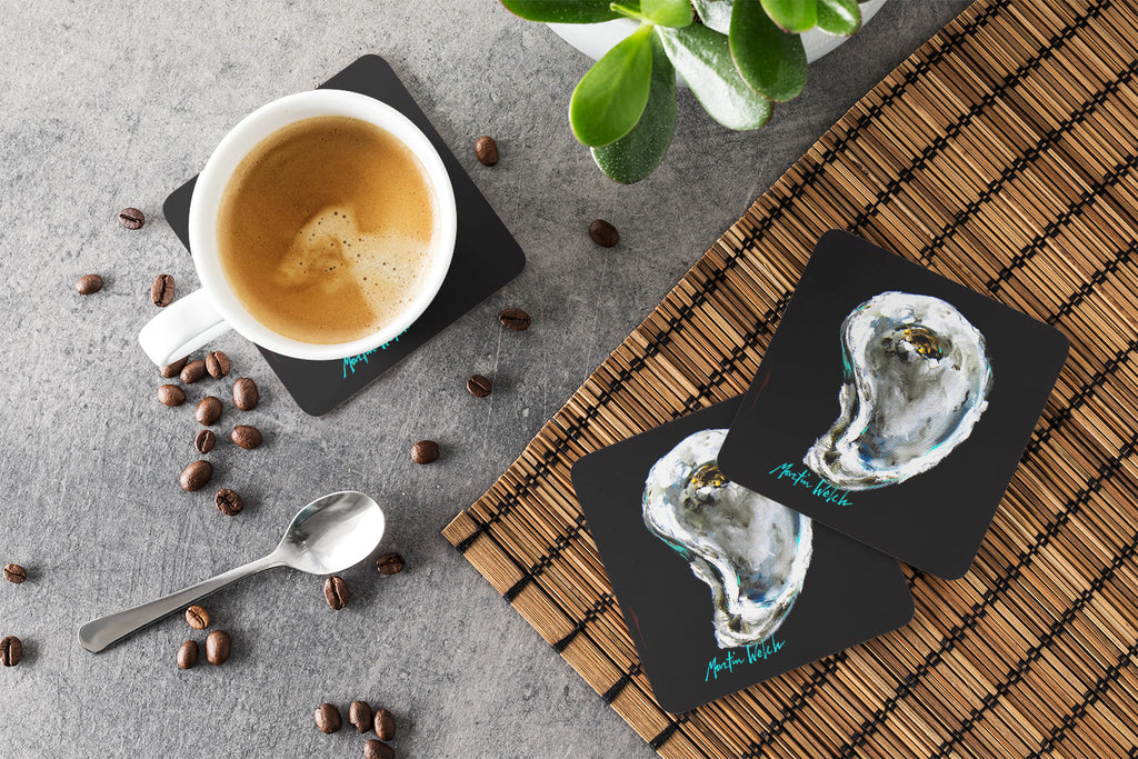 Lucky Oyster Foam Coasters Set of 4 Cup Coasters for Indoor Outdoor, Tabletop Protection, Anti Slip, Mouse pad Material
