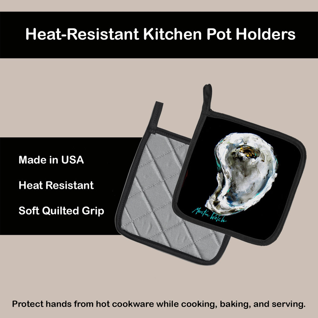 Lucky Oyster Pot Holder Set of 2 Heat Resistant Quilted Hot Pads 7.5 x 7.5 Inch, Insulated Kitchen Trivets for Cooking & Baking