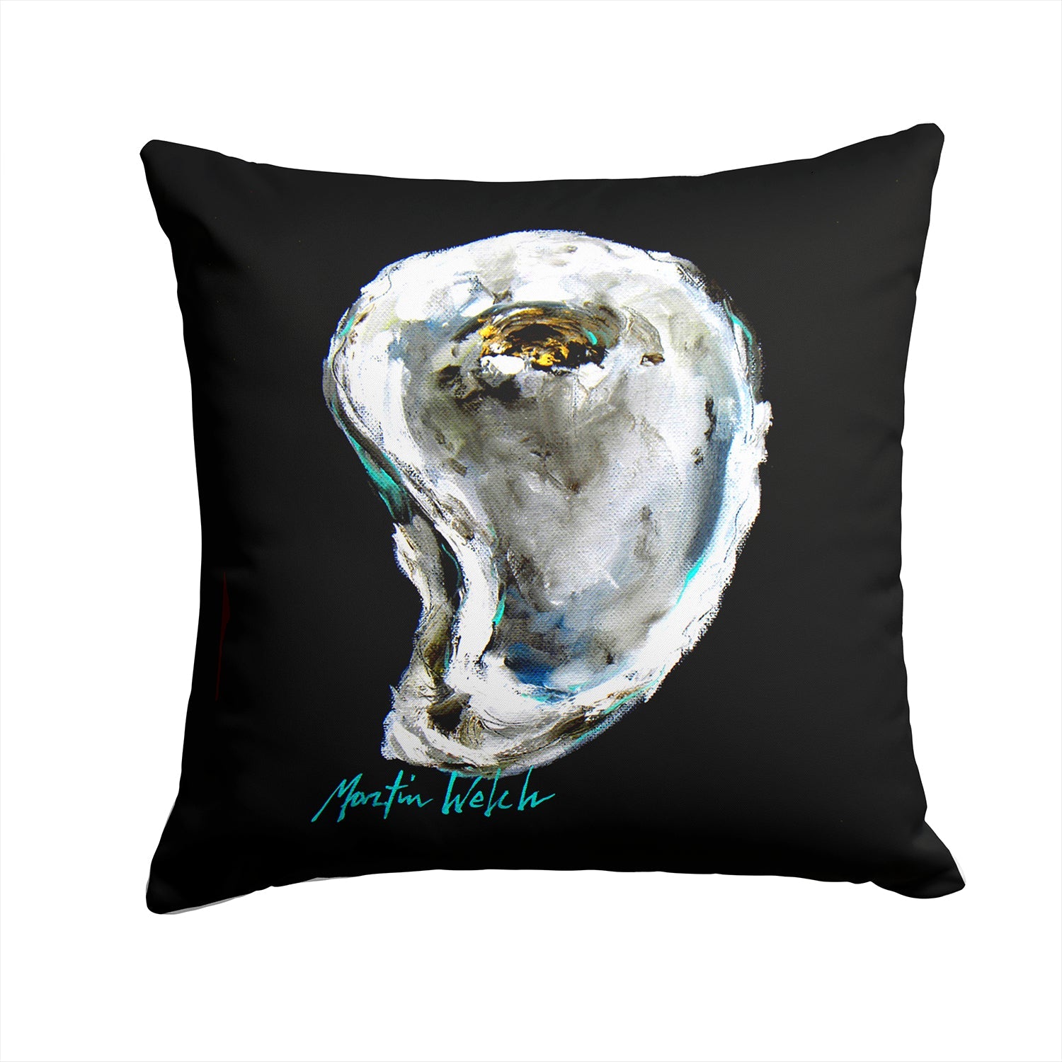 Lucky Oyster Decorative Throw Pillow 14x14 Indoor Outdoor Accent Cushion, Fabric Cover with Insert for Sofa, Bed, Porch & Living Room