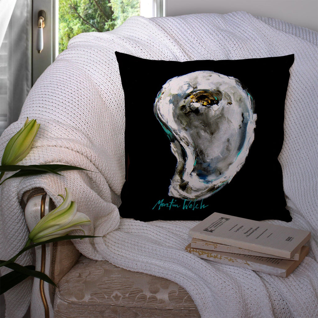 Lucky Oyster Decorative Throw Pillow 14x14 Indoor Outdoor Accent Cushion, Fabric Cover with Insert for Sofa, Bed, Porch & Living Room