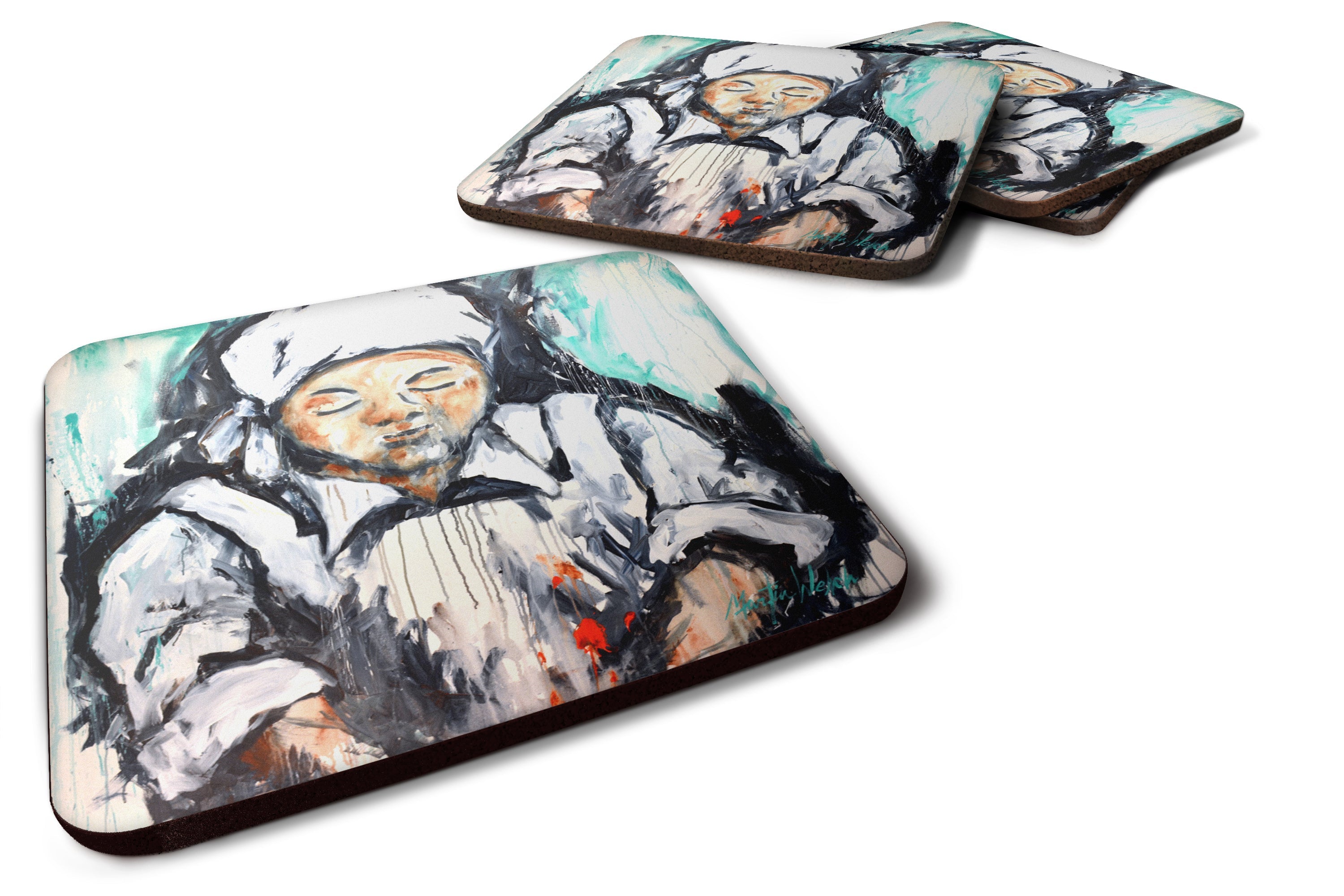Melted Heart Foam Coasters Set of 4 Cup Coasters for Indoor Outdoor, Tabletop Protection, Anti Slip, Mouse pad Material