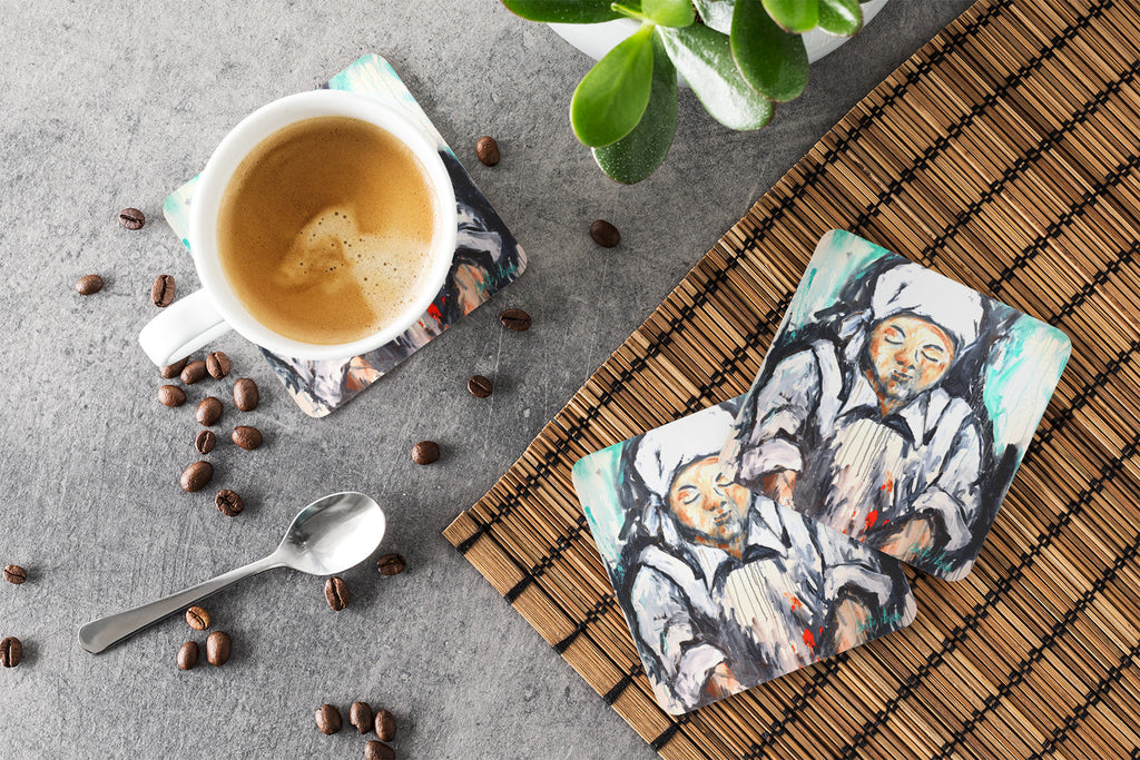 Melted Heart Foam Coasters Set of 4 Cup Coasters for Indoor Outdoor, Tabletop Protection, Anti Slip, Mouse pad Material