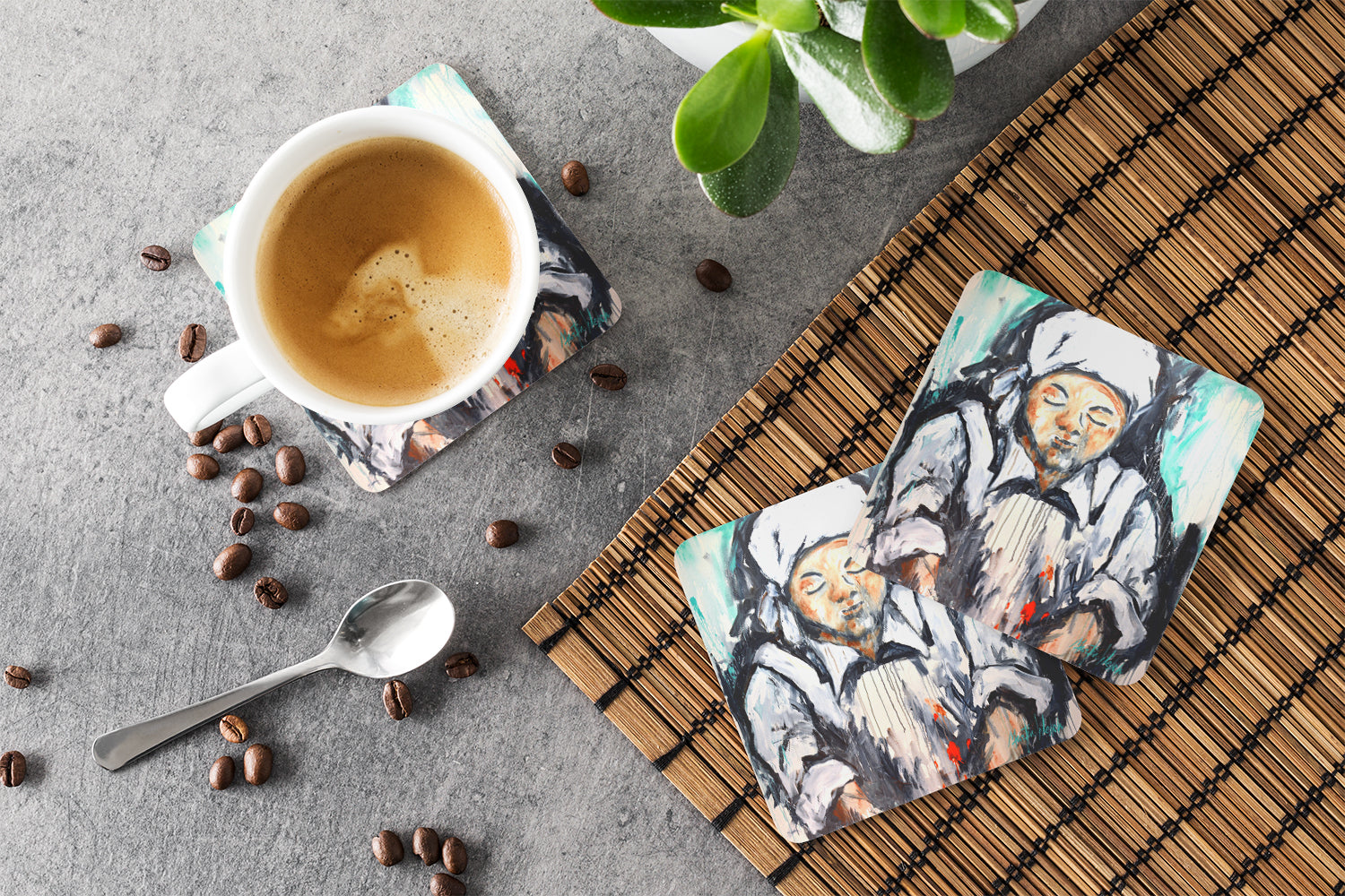 Melted Heart Foam Coasters Set of 4 Cup Coasters for Indoor Outdoor, Tabletop Protection, Anti Slip, Mouse pad Material