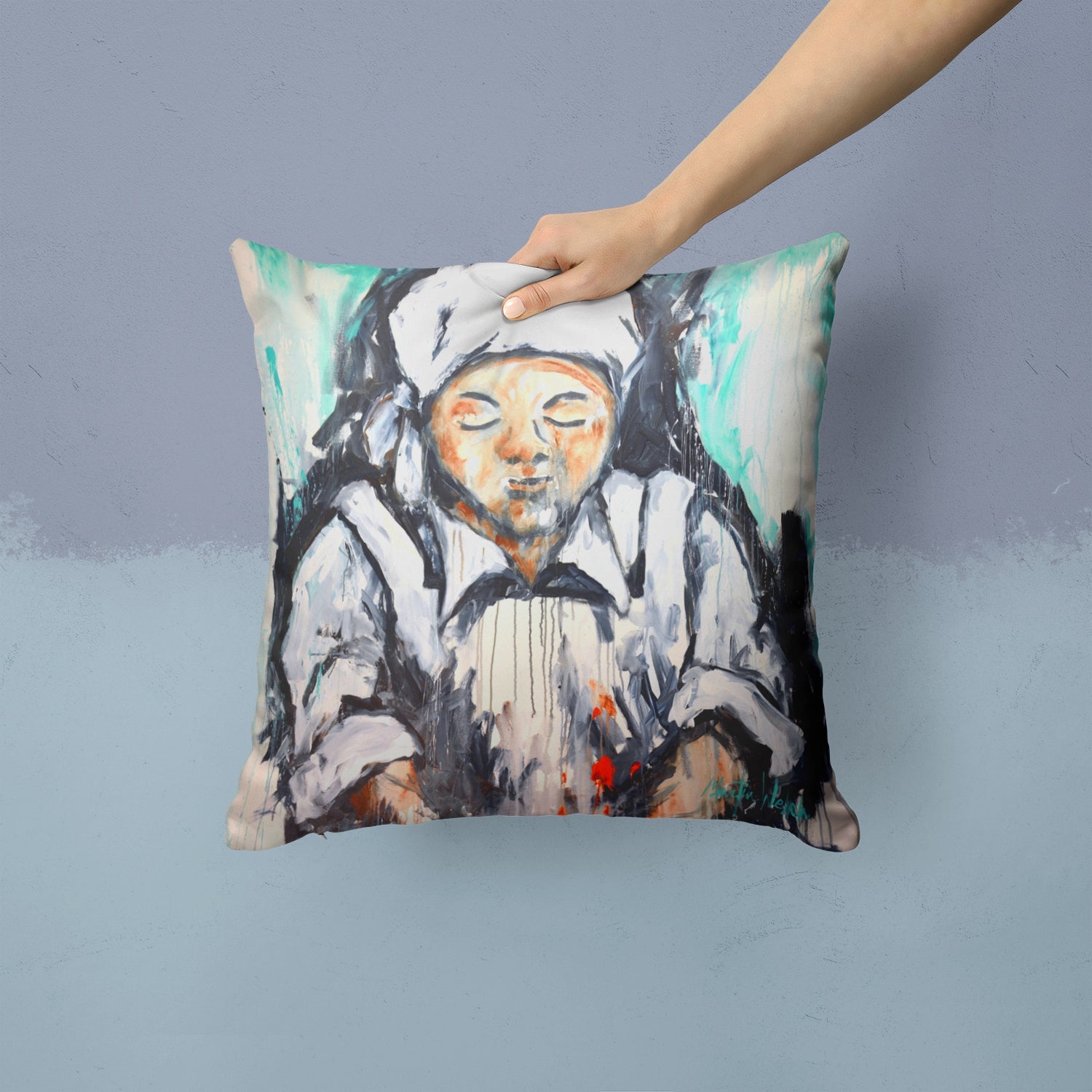 Melted Heart Decorative Throw Pillow 14x14 Indoor Outdoor Accent Cushion, Fabric Cover with Insert for Sofa, Bed, Porch & Living Room