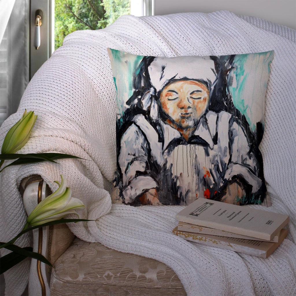 Melted Heart Decorative Throw Pillow 14x14 Indoor Outdoor Accent Cushion, Fabric Cover with Insert for Sofa, Bed, Porch & Living Room