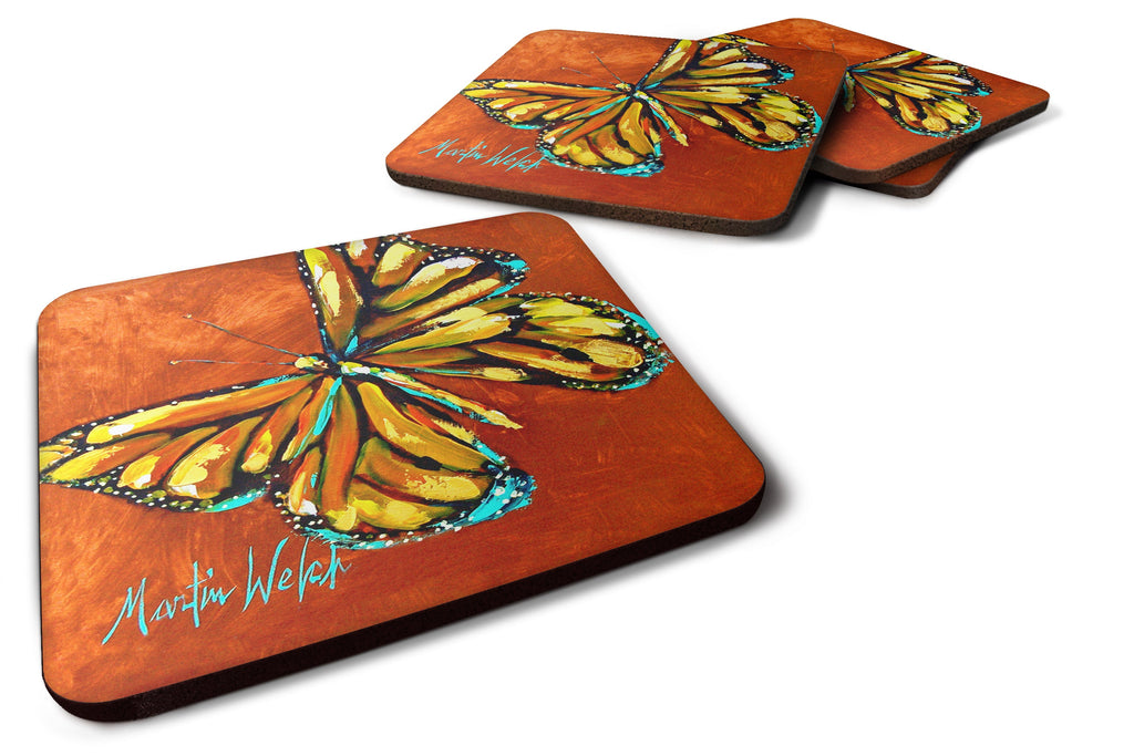 Monarch Butterfly Foam Coasters Set of 4 Cup Coasters for Indoor Outdoor, Tabletop Protection, Anti Slip, Mouse pad Material
